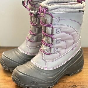 Girls THE NORTH FACE Alpenglow IV Waterproof Winter Snow Boot Gray Youth Sz 3